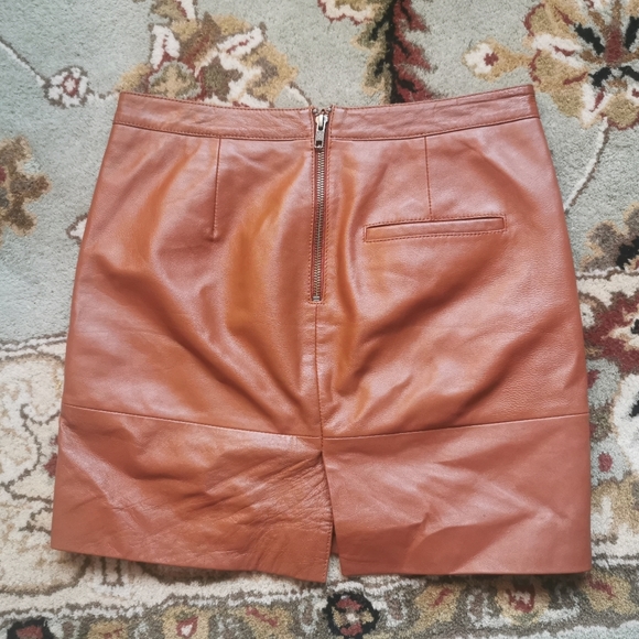 Brown Leather Mini Skirt - Picture 4 of 8